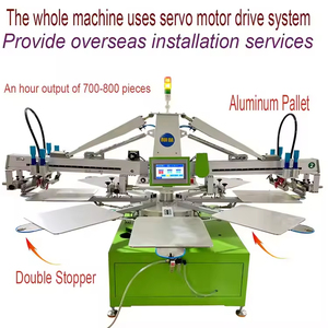 Áo Thun 2 Màu Sắc 8 Trạm Lụa Màn Hình Máy In Đầy Đủ Tự Động 2 Màu Sắc Màn Hình Hệ Thống In Ấn - Product Image 6