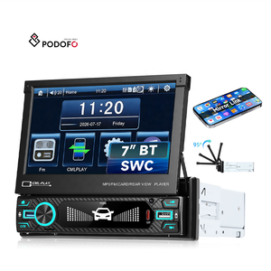 Lecteur MP5 pour voiture Podofo 7 pouces 1 Din, autoradio IPS SWC USB/Type-C/BT/EQ/FM, lien téléphonique, services OEM et ODM, fabricant FCC - Product Image 1
