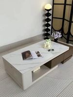 Ensemble Table Basse Rectangulaire et Meuble TV de Luxe Moderne avec Fonctionnalités Ajustables pour Appartement Compact