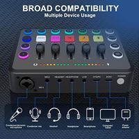 Équipement d'Enregistrement Filaire USB RGB, Carte Son de Studio pour Podcast KSH3, Microphone de Podcast et Carte Son pour Téléphone, Diffusion en Direct