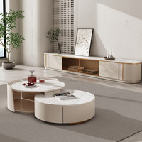 Table basse italienne moderne de luxe, nouveaux meubles chinois pour le salon, nouveau design rond à vent crème