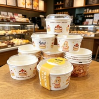 Bol à gâteau jetable en papier kraft à paroi simple avec couvercle PET pour sandwichs, sushis, nouilles, pizzas, biscuits, gâteaux de boulangerie, chips de pommes de terre à emporter