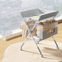 Table à langer pour bébé nouveau-né, pliable, avec cadre pour jouets, grand rangement, rembourrage réglable, imperméable, pour la chambre de bébé
