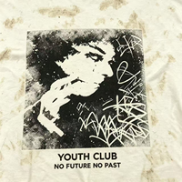 T-shirt en coton vieilli style vintage OUNA YOUTH CLUB pour homme, streetwear, avec logo personnalisé, vente en gros