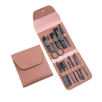 Juego de 12 Piezas de Cortaúñas Profesional Completo de Acero Inoxidable Negro, Kit de Pedicura Portátil, Juego de Manicura y Pedicura para Mujer