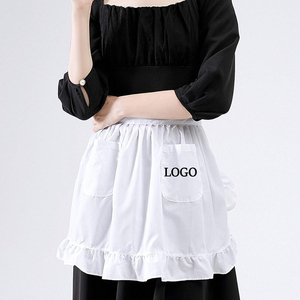 Grembiule da Cucina Leggero in Poliestere con Logo Personalizzato, Stile Vintage per Camerieri e Cameriere, Bianco e Nero con 2 Tasche - Product Image 4