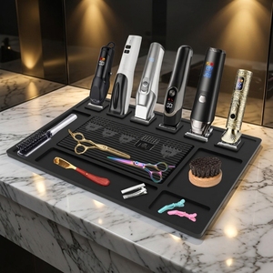 Tapis de barbier en silicone personnalisé avec logo, résistant à la chaleur, antidérapant, pour outils de coiffure, magnétique et standard, OEM pour salon - Product Image 2