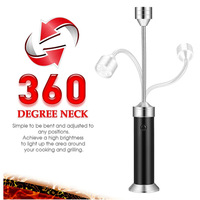 2 packs de lampes de barbecue à base magnétique Super-Bright LED BBQ Lights-Col de cygne flexible à 360 degrés, piles AAA incluses