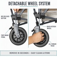 Chariot de camping pliable robuste 200 kg, chariot de camping pliable avec roues tout-terrain, chariot utilitaire pour extérieur, plage, jardin
