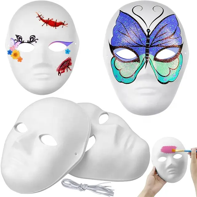 DIY Full Face Papel Máscaras para Halloween Branco Em Branco Masquerade Máscara Handmade Animal Máscara de Papel para Mardi Gras Cosplay Party
