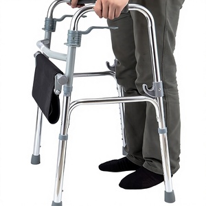 Lightweight <b>Folding</b> <b>Walker</b> With Seat Cushion Non Slip Four Legged For Elderly And Disabled Silver Color Model Ca829l - Product Image 1