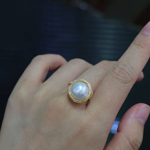 Handmade 14K Gold Filled Ring, Natural 10-11mm Edison Pearl, Ultra High Luster Smooth Skin Fine Pearl Jewelry for Women - Product Image 1