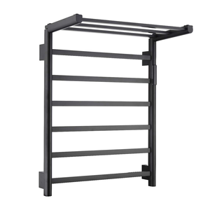 Scaldasalviette da Hotel 50x65,5cm con Mensola Pieghevole, 6 Barre in <span class=keywords><strong>Acciaio</strong></span> Inox 304, Nero Opaco - Product Image 1