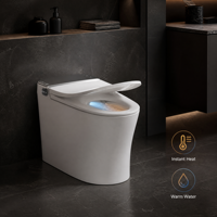 WC intelligent monobloc avec couvercle automatique, siège chauffant, cuvette allongée, siphon en P inclus, fonction lavage des fesses, fonction lavage intime, buse autonettoyante