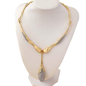 עיצוב גאוני מקורי-עיצוב מקורי גאוני נחושת מצופה שני טון גדול מים קריסטל רינסטון שרשרת יום השנה לנשים - Product Image 5