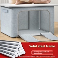 Vente en gros 100L grande boîte de rangement Oxford tissu carré en aluminium à ouverture frontale couette pliable tissu conteneur 10kg tissu organisateur