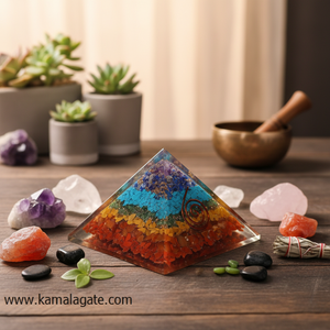 Wholesale Agate Natural Gemstone <b>Crystal</b> <b>Chips</b> Orgone Seven Chakra Layered Pyramid with Copper Coil Feng Shui for Sale - Product Image 3