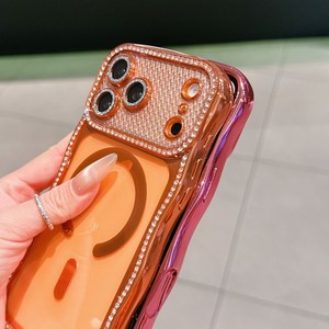 Funda magnética transparente con diseño de ondas y diamantes para iPhone 17 Pro Max, 16 Plus, 15, 14 - Product Image 4