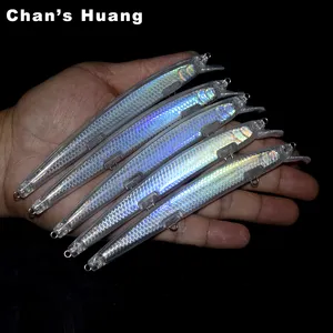 Chan's Huang 13.5厘米13g箔体未上漆的Jerkbait钓鱼诱饵长铸造空白钓具用于DIY低音诱饵