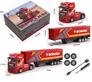 รถบังคับวิทยุ Wltoys SJY-6408 รุ่นใหม่ ขนาด 1:64 รถบรรทุกคอนเทนเนอร์ขนาดเล็ก 4WD ตัวถังโลหะ พร้อมรถพ่วง สำหรับดริฟท์ แข่งรถ ของเล่นจำลองแบบเต็มสัดส่วน ของขวัญ - Product Image 1
