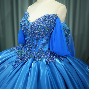 Jancember 1247 Elegant Sweetheart Royal Blue Pearls Ball Gown Vestidos de quinceañera - Product Image 4