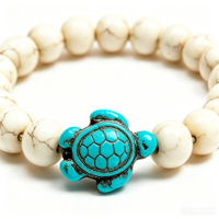 Bracelet tortue en pierre naturelle de malachite et pierre volcanique de 8 mm, pour couple, amitié, tendance