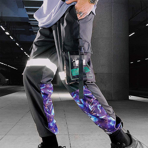 Pantalones de chándal reflectantes de poliéster para hombre de nuevo diseño, ropa informal estilo Hip Hop, pantalones con bolsillos a la moda, pantalones <span class=keywords><strong>Cargo</strong></span> - Product Image 4