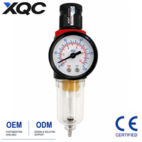 XQC AFR2000 Régulateur de pression avec filtre à air en aluminium moulé sous pression BSP 1/4 pouce, jauge 25-50 microns, séparateur d'eau, purgeur semi-automatique pour compresseur
