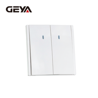 GEYA Interruptores de Pared de Material PC Impermeables Estándar Europeo al por Mayor, Interruptor de Placa de 2 Ganglios 1 Vía/2 Ganglios 2 Vías con Luz LED