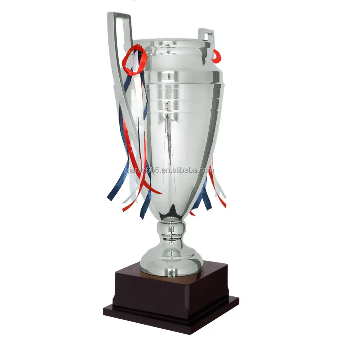 Solide Metalen Cup Met Grote Houten Basis, Vergulde Oor Trofee, Gepersonaliseerde Sfeer Belettering Concurrentie