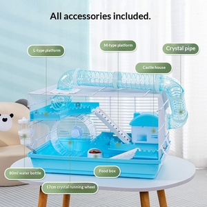 Gabbia per <span class=keywords><strong>criceti</strong></span> grande in plastica da 47 cm, set completo di <span class=keywords><strong>accessori</strong></span> per <span class=keywords><strong>criceti</strong></span>, villa a uno o due piani per orsi dorati. - Product Image 1