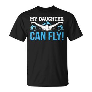 Camiseta My Daughter Can Fly Swim Mom para adultos, unisex, cuello redondo, manga corta, impresión digital, deportes y juegos - Product Image 1