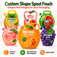 Sacs d'emballage en plastique pour jus de fruits, avec bec verseur, résistants à la chaleur, découpés sur mesure, sans BPA, de qualité alimentaire, orange, mangue, pomme, raisin, OEM