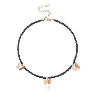 Gargantilla de mariposa de aleación geométrica de moda de joyería transfronteriza europea y americana personalizable con cuentas de Color sólido para mujer - Product Image 6