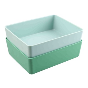 Boîte alimentaire rectangulaire minimaliste empilable en plastique injecté pour la conservation de la fraîcheur et le rangement de cuisine - Product Image 1