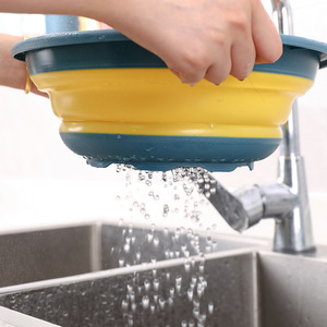 Juego de cestas plegables retráctiles redondas de plástico para lavar verduras y frutas, colador de arroz, colador para fregadero de cocina - Product Image 2