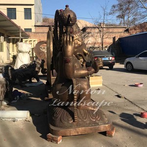手彫りの庭の装飾大型ヒンドゥー教の神宗教真鍮ブロンズガネーシャ像彫刻販売 - Product Image 5