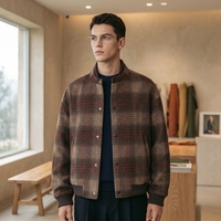 Veste matelassée à carreaux pour homme, coupe-vent, fermeture éclair, style bomber, vêtement d'extérieur décontracté pour l'hiver