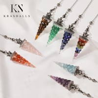 Chakra Cristal Pendule Divination Pierre Naturelle Puce Perle Pendentif Reiki Résine Pendules Ésotérique Pendule Bijoux