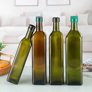 Bouteille vide en verre vert foncé Marasca, carrée ou ronde, transparente, pour <span class=keywords><strong>huile</strong></span> d'olive <span class=keywords><strong>et</strong></span> <span class=keywords><strong>vinaigre</strong></span>, avec bouchon – 250 ml, 500 ml, 750 ml, 1000 ml - Product Image 4