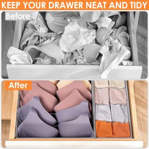<b>6</b> Pack Sock Underwear <b>Drawer</b> Organizer Dividers 58 Cell Foldable Non-Woven Fabric Modern Dresser Closet Organizers Storage Bins - Product Image 2