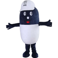 Costumes de mascotte en peluche personnalisés pour adultes avec des couleurs bleu foncé et blanc et logo gratuit