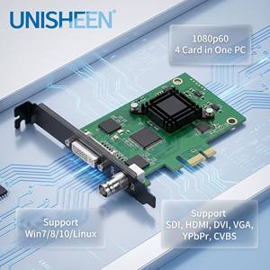 Tarjeta de Captura de Video PCIe de Doble Canal Unisheen UC3600A, Estable, SDI, DVI, HDMI, VGA, YPbPr, 1080p60, para VMix, OBS <span class=keywords><strong>Studio</strong></span>, Transmisión en Vivo - Product Image 1