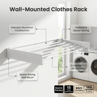 Séchoir à linge mural peu encombrant, étendoir à linge rétractable en aluminium de qualité supérieure, porte-serviettes pliable