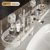 Étagère murale à ventouse en plastique pour robinet, support de rangement compact et durable pour lavabo de salle de bain, gadgets ménagers