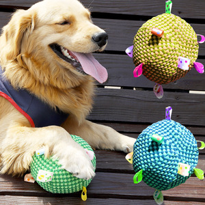 New Style Hot Sells Eco-Friendly Soft Stuffed Puppy Plush Interactive <b>Dog</b> Squeaky <b>Ball</b> Toy with Tags Indoor Use - Product Image 1
