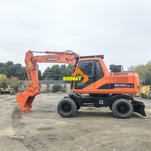 Excavatrice sur pneus d'occasion Doosan DH140W-7 avec moteur Doosan, puissance 86KW, poids opérationnel 15,1 tonnes, godets et pneus en bon état, à vendre - Product Image 5