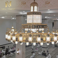 Lustre LED personnalisé de grande taille pour l'intérieur, mosaïque islamique, pour mosquée, restaurant, hall d'entrée, salle de prière