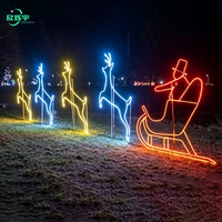 Guirlande lumineuse LED 2D personnalisée pour extérieur, motif rennes et traîneau, pour parcs à thème, projets de décoration de rues municipales, OEM & ODM