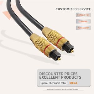 Od6.0mm cao cấp quang âm thanh Cáp SPDIF <span class=keywords><strong>Toslink</strong></span> kỹ thuật số sợi cáp vàng-mạ kết nối với bụi mũ cho rạp hát tại nhà TV - Product Image 3